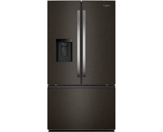 Réfrigérateur trois portes avec porte à deux battants autoportant de 36 po, 30 pi³. avec système distributeur d'eau et de glaçons externe Whirlpool - WRFF3536SV