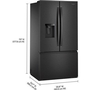 Réfrigérateur trois portes avec porte à deux battants autoportant de 36 po, 30 pi³. avec système distributeur d'eau et de glaçons externe Whirlpool - WRFF3536SV