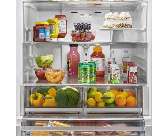 Réfrigérateur trois portes avec porte à deux battants autoportant de 36 po, 30 pi³. avec système distributeur d'eau et de glaçons externe Whirlpool - WRFF3536SV