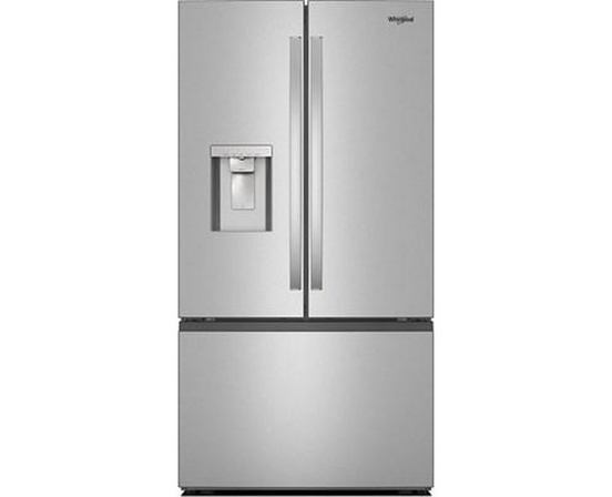 Réfrigérateur trois portes avec porte à deux battants autoportant de 36 po, 30 pi³. avec système distributeur d'eau et de glaçons externe Whirlpool - WRFF3536SZ