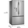 Réfrigérateur trois portes avec porte à deux battants autoportant de 36 po, 30 pi³. avec système distributeur d'eau et de glaçons externe Whirlpool - WRFF3536SZ