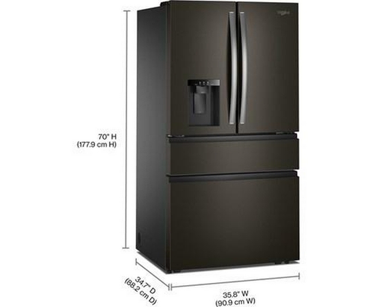 Réfrigérateur quatre portes à porte à deux battants de 36 po avec système de distribution d'eau et glaçons Whirlpool - WRMF3636SV