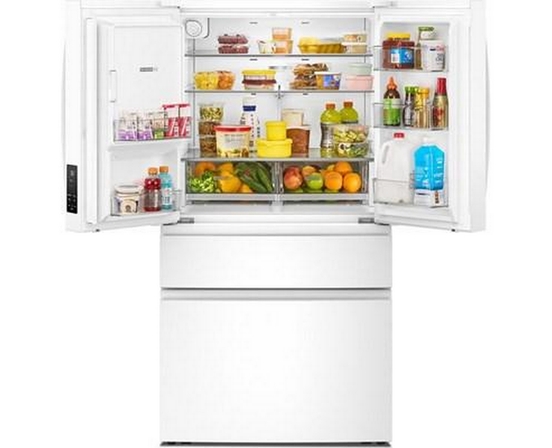 Réfrigérateur quatre portes à porte à deux battants de 36 po avec système de distribution d'eau et glaçons Whirlpool - WRMF3636SW