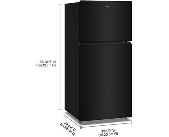 Réfrigérateur à congélateur supérieur de 29,5 po et 19 pi³ avec refroidissement à couverture totale Whirlpool - WRTX5419SB