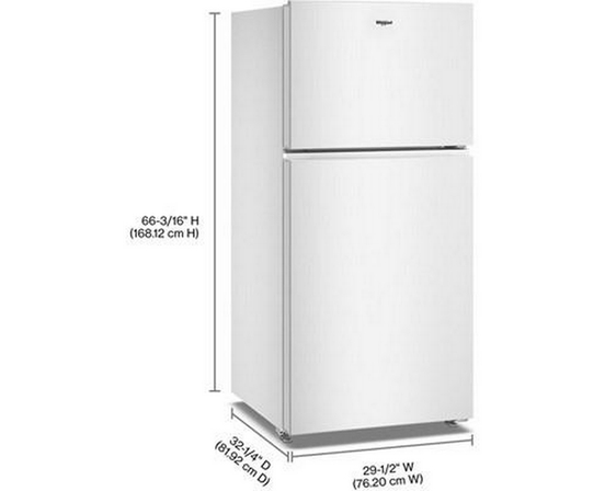 Réfrigérateur à congélateur supérieur de 29,5 po et 19 pi³ avec refroidissement à couverture totale Whirlpool - WRTX5419SW