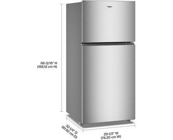 Réfrigérateur à congélateur supérieur de 29,5 po et 19 pi³ avec refroidissement à couverture totale Whirlpool - WRTX5419SZ