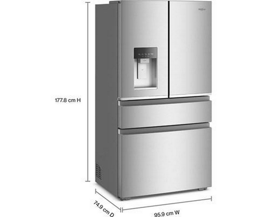 Réfrigérateur quatre portes avec porte à deux battants à profondeur de comptoir de 36 po, 22 pi³. Whirlpool - WRMC5036RZ