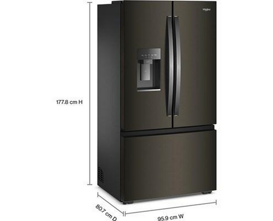 Réfrigérateur  trois portes avec porte à deux battants de 36 po, 22 pi³. avec distributeur d'eau et de glaçons Whirlpool - WRFC7036RV