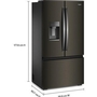 Réfrigérateur  trois portes avec porte à deux battants de 36 po, 22 pi³. avec distributeur d'eau et de glaçons Whirlpool - WRFC7036RV