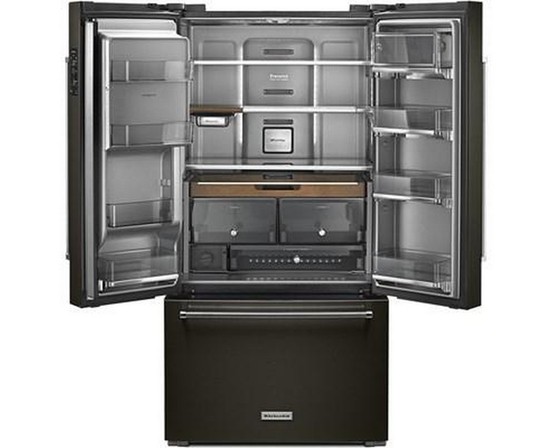 Réfrigérateur trois portes avec porte à deux battants à profondeur de comptoir de 36 po, 23.8 Pi cu. avec distributeur d'eau et de glaçons KitchenAid - KRFC704FBS