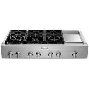 Dessus de cuisinière à gaz de 48 po. avec plaque chauffante KitchenAid - KCGC558JSS