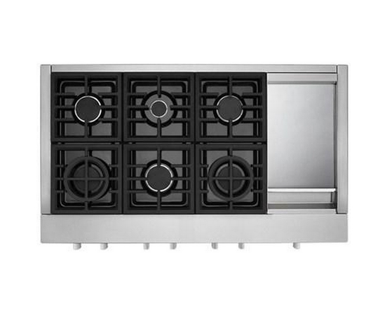 Dessus de cuisinière à gaz de 48 po. avec plaque chauffante KitchenAid - KCGC558JSS