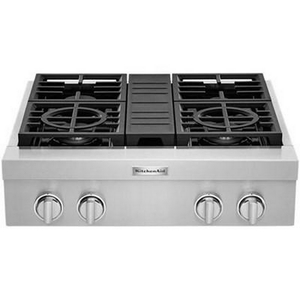 Dessus de cuisinière encastré à gaz de 30 po. avec brûleurs Ultra Power™ Dual-Flame KitchenAid - KCGC500JSS