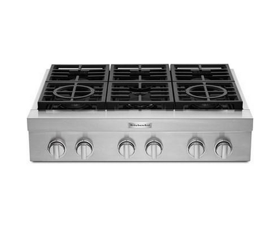 Dessus de cuisinière encastré à gaz de 36 po. avec brûleurs Ultra Power™ Dual-Flame KitchenAid - KCGC506JSS