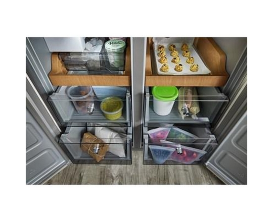 Réfrigérateur quatre portes avec porte à deux battants de 36 po, 19,4 Pi cu.. avec finition PrintShield™ KitchenAid - KRQC506MPS