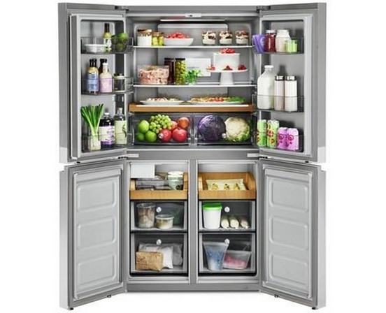 Réfrigérateur quatre portes avec porte à deux battants de 36 po, 19,4 Pi cu.. avec finition PrintShield™ KitchenAid - KRQC506MPS