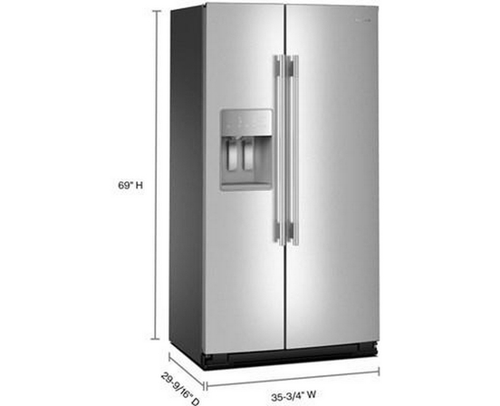 Réfrigérateur côte-à-côte à profondeur de comptoir de 36 po, 21 Pi cu.. avec distributeur d'eau et de glace KitchenAid - KRSC536RPS