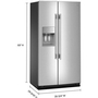 Réfrigérateur côte-à-côte à profondeur de comptoir de 36 po, 21 Pi cu.. avec distributeur d'eau et de glace KitchenAid - KRSC536RPS