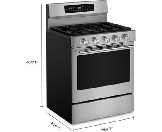Cuisinière à gaz intelligente autoportante de 30 po avec convection KitchenAid - KFGS530SPS