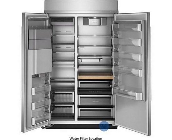 Réfrigérateur côte-à-côte intégré de 48 po, 29,4 Pi cu.. avec distributeur d'eau et de glace externe KitchenAid - KBSD748SPS