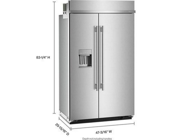 Réfrigérateur côte-à-côte intégré de 48 po, 29,4 Pi cu.. avec distributeur d'eau et de glace externe KitchenAid - KBSD748SPS
