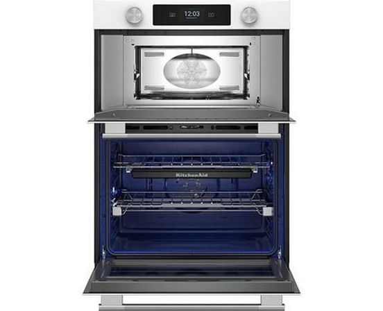 Four mural combiné encastré de 30 po avec four à micro-ondes avec technologie convection KitchenAid - KOEC730SWH