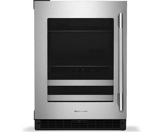 Centre de breuvages sous le comptoir de 4,8 Pi cu.. avec porte en verre et clayettes à façade en bois KitchenAid - KUBL524SSB