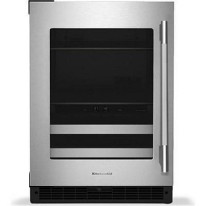 Centre de breuvages sous le comptoir de 4,8 Pi cu.. avec porte en verre et clayettes à façade en bois KitchenAid - KUBL524SSB