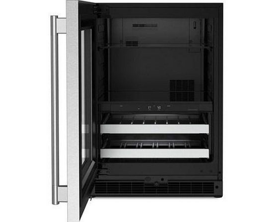 Centre de breuvages sous le comptoir de 4,8 Pi cu.. avec porte en verre et clayettes à façade en bois KitchenAid - KUBL524SSB