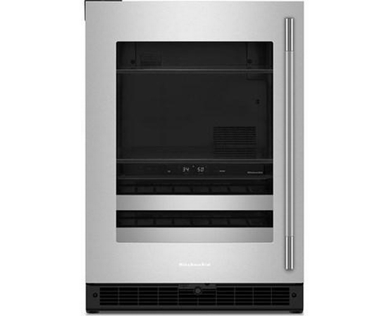 Centre de breuvages sous le comptoir de 4,8 Pi cu.. avec porte en verre et clayettes à façade en bois KitchenAid - KUBL524SSB