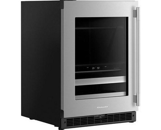 Centre de breuvages sous le comptoir de 4,8 Pi cu.. avec porte en verre et clayettes à façade en bois KitchenAid - KUBL524SSB