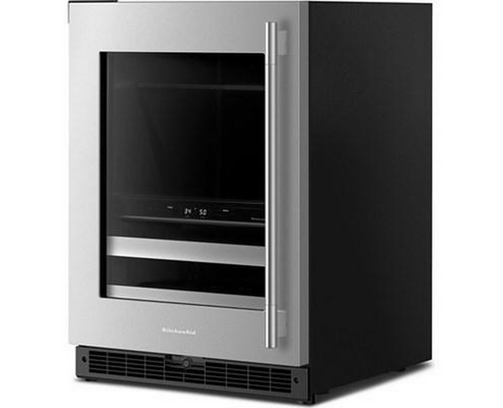 Centre de breuvages sous le comptoir de 4,8 Pi cu.. avec porte en verre et clayettes à façade en bois KitchenAid - KUBL524SSB