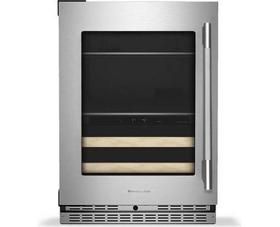 Centre de breuvages sous le comptoir de 4,8 Pi cu.. avec porte en verre et clayettes à façade en bois KitchenAid - KUBL524SPS