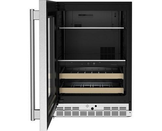 Centre de breuvages sous le comptoir de 4,8 Pi cu.. avec porte en verre et clayettes à façade en bois KitchenAid - KUBL524SPS