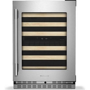 Cellier à vin sous le comptoir de 46 bouteilles avec clayettes à façade en bois à extension complète KitchenAid - KUWR524SPS
