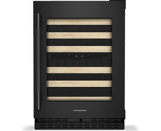 Cellier sous-comptoir de 46 bouteilles avec clayettes à façade en bois à extension complète KitchenAid - KUWR524SBE