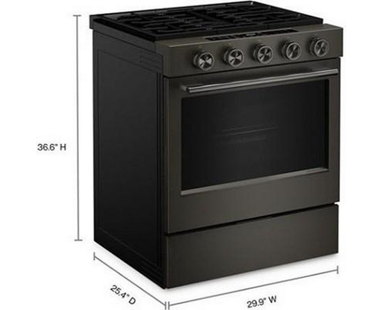 Cuisinière intelligente au gaz encastrable de 30 po avec modes de cuisson à convection et brûleur 2 en 1 KitchenAid - KSGS530SBE