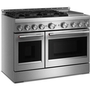 Cuisinière autoportante à gaz de 48 po avec 6 brûleurs et plaque chauffante KitchenAid - KFGD948SSS