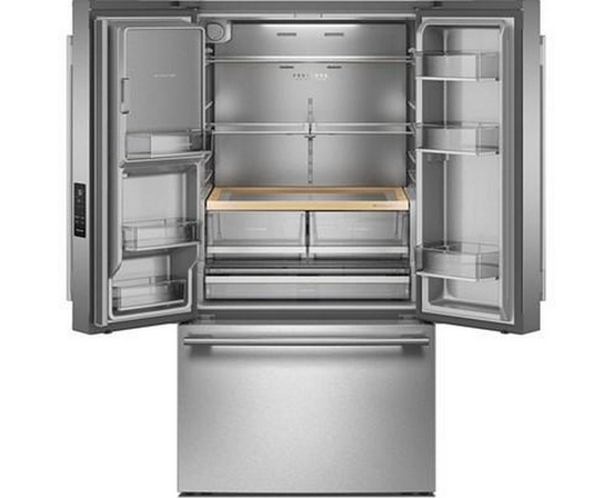 Réfrigérateur trois portes avec porte à deux battants de 36 po avec système distributeur d'eau et de glaçons KitchenAid - KRFF436SPS