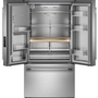 Réfrigérateur trois portes avec porte à deux battants de 36 po avec système distributeur d'eau et de glaçons KitchenAid - KRFF436SPS