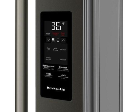 Réfrigérateur trois portes avec porte à deux battants de 36 po avec système distributeur d'eau et de glaçons KitchenAid - KRFF436SBE