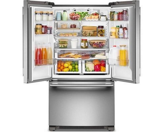 Réfrigérateur trois portes avec porte à deux battants à profondeur de comptoir de 36 po, 20 Pi cu. avec distributeur d'eau KitchenAid - KRFC136SPS