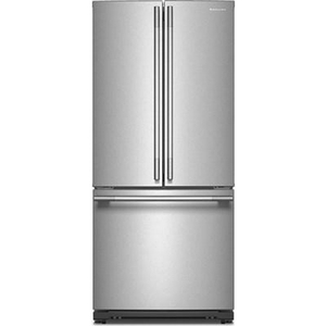 Réfrigérateur trois portes avec porte à deux battants autoportant de 30 po, 20 Pi cu.. avec machine à glaçons KitchenAid - KRFF330SPS