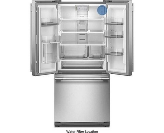 Réfrigérateur trois portes avec porte à deux battants autoportant de 30 po, 20 Pi cu.. avec machine à glaçons KitchenAid - KRFF330SPS