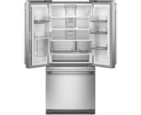Réfrigérateur trois portes avec porte à deux battants autoportant de 30 po, 20 Pi cu.. avec machine à glaçons KitchenAid - KRFF330SPS