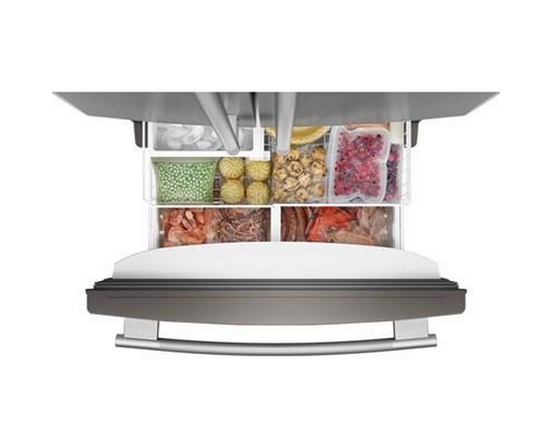 Réfrigérateur trois portes avec porte à deux battants autoportant de 33 po, 22 Pi cu.. avec machine à glaçons KitchenAid - KRFF333SPS