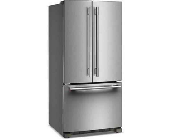 Réfrigérateur trois portes avec porte à deux battants autoportant de 33 po, 22 Pi cu.. avec machine à glaçons KitchenAid - KRFF333SPS