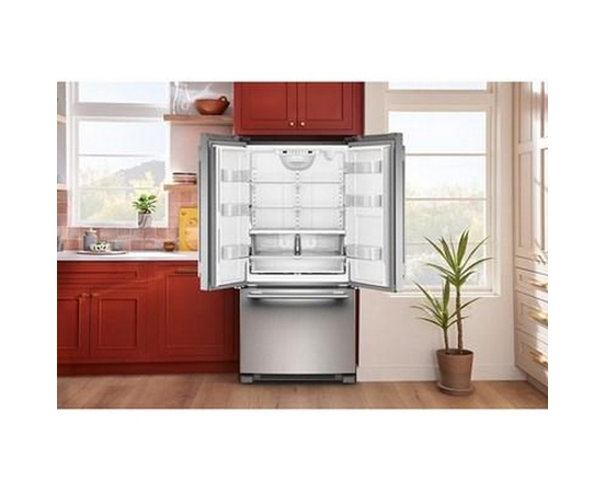 Réfrigérateur trois portes avec porte à deux battants autoportant de 33 po, 22 Pi cu.. avec machine à glaçons KitchenAid - KRFF333SPS