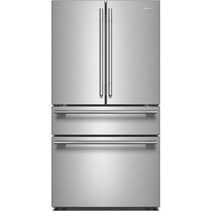 Réfrigérateur KitchenAid à portes françaises avec distributeur d’eau et de glaçons intérieur et tiroir réfrigéré pleine largeur FreshChill™ - 30 pi cu - KRMF336SPS