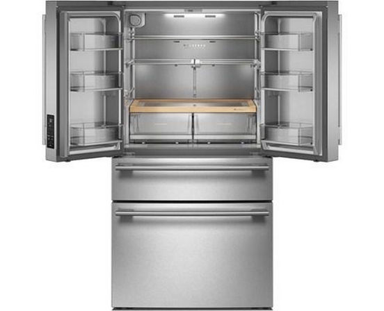 Réfrigérateur KitchenAid à portes françaises avec distributeur d’eau et de glaçons intérieur et tiroir réfrigéré pleine largeur FreshChill™ - 30 pi cu - KRMF336SPS
